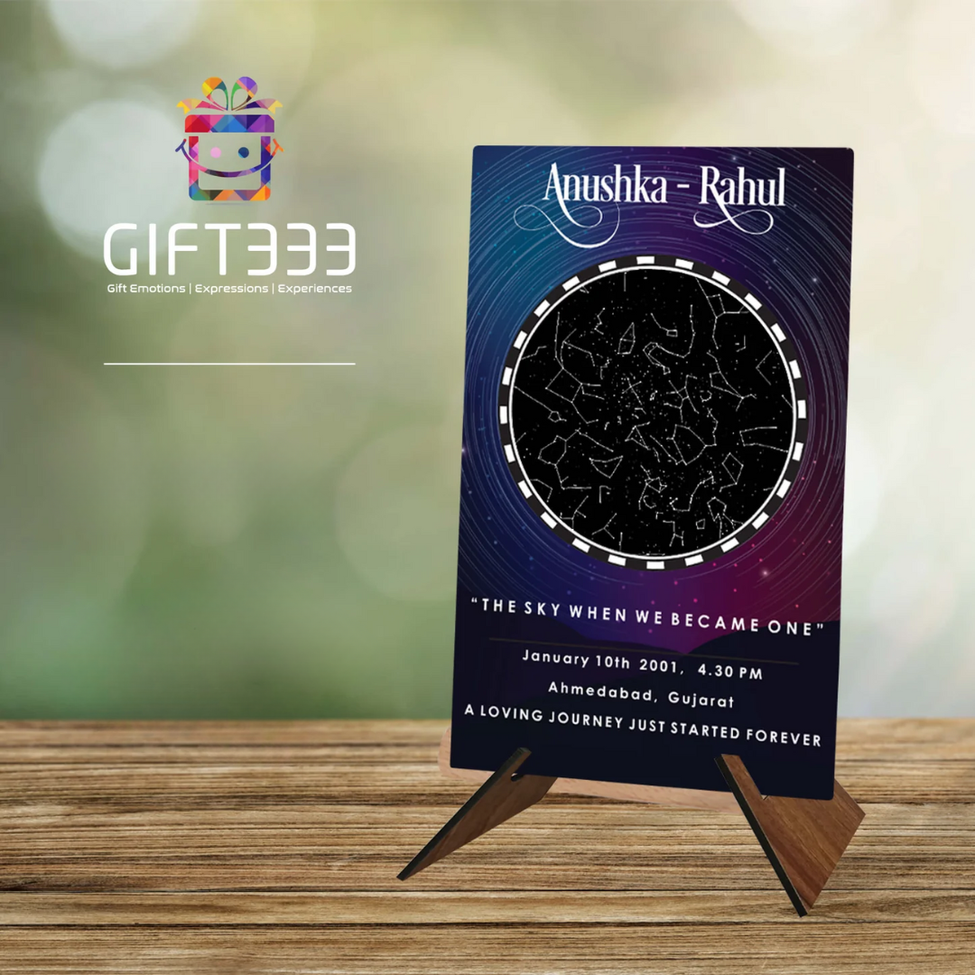 Sky Star Map Plaque with customized Colors | Personalized location night sky star map MDF Base