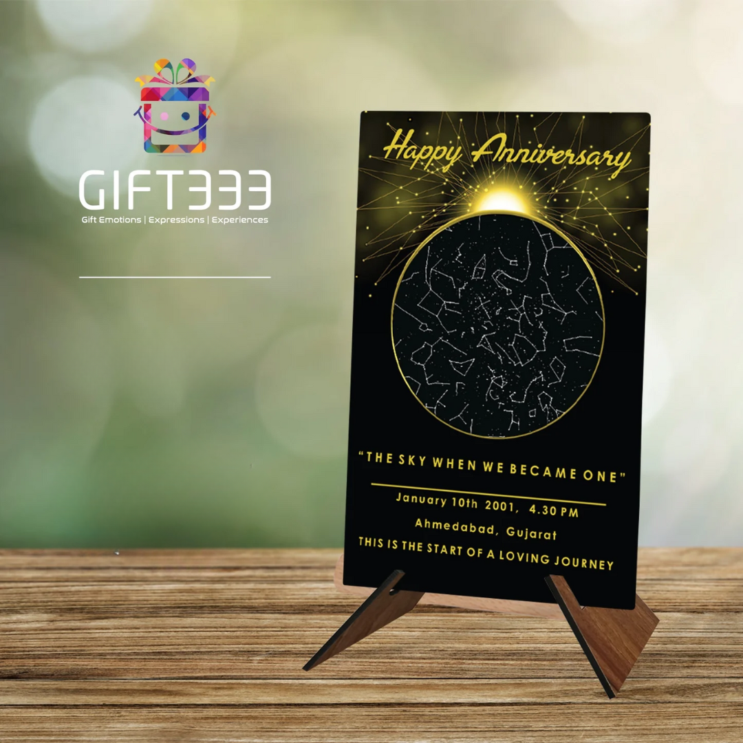 Sky Star Map Plaque with customized Colors | Personalized location night sky star map MDF Base