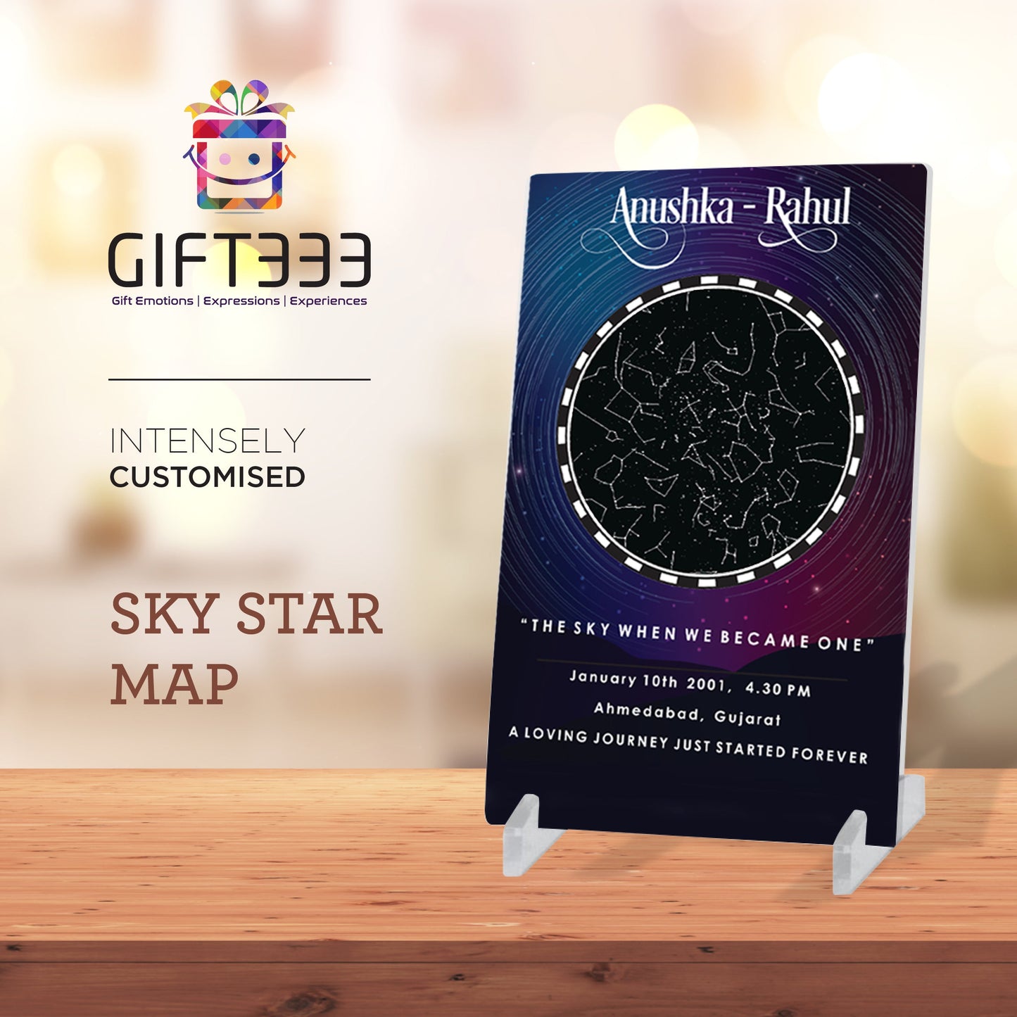 Sky Star Map Plaque with customized Colors | Personalized location night sky star map