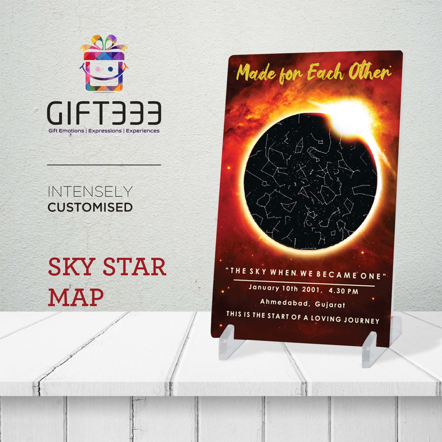 Sky Star Map Plaque with customized Colors | Personalized location night sky star map