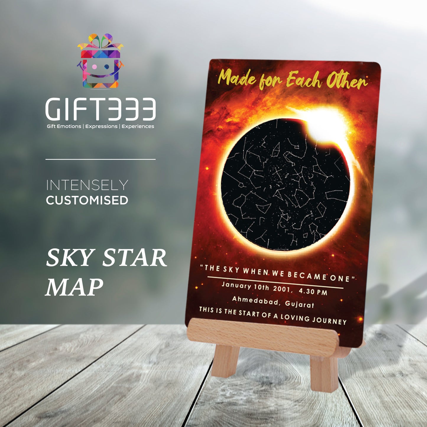Sky Star Map Plaque with customized Colors | Personalized location night sky star map
