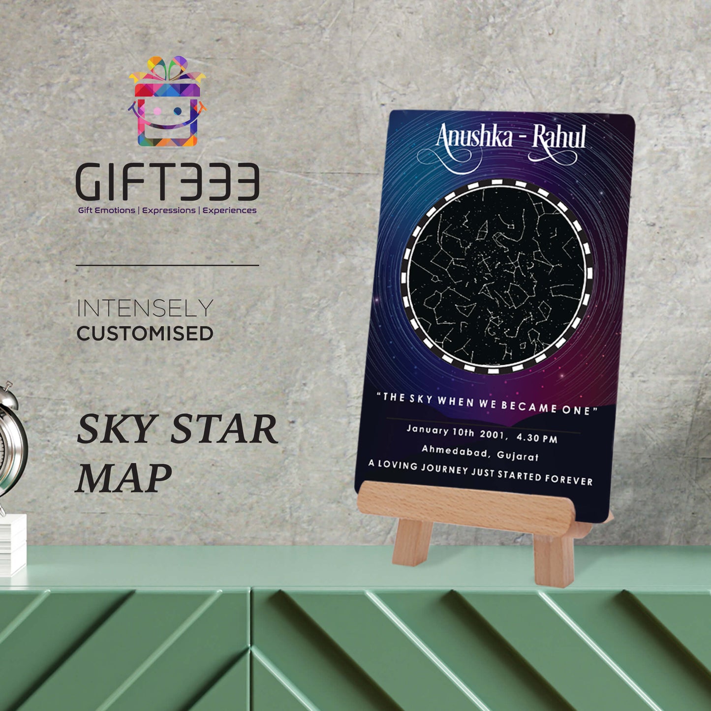 Sky Star Map Plaque with customized Colors | Personalized location night sky star map