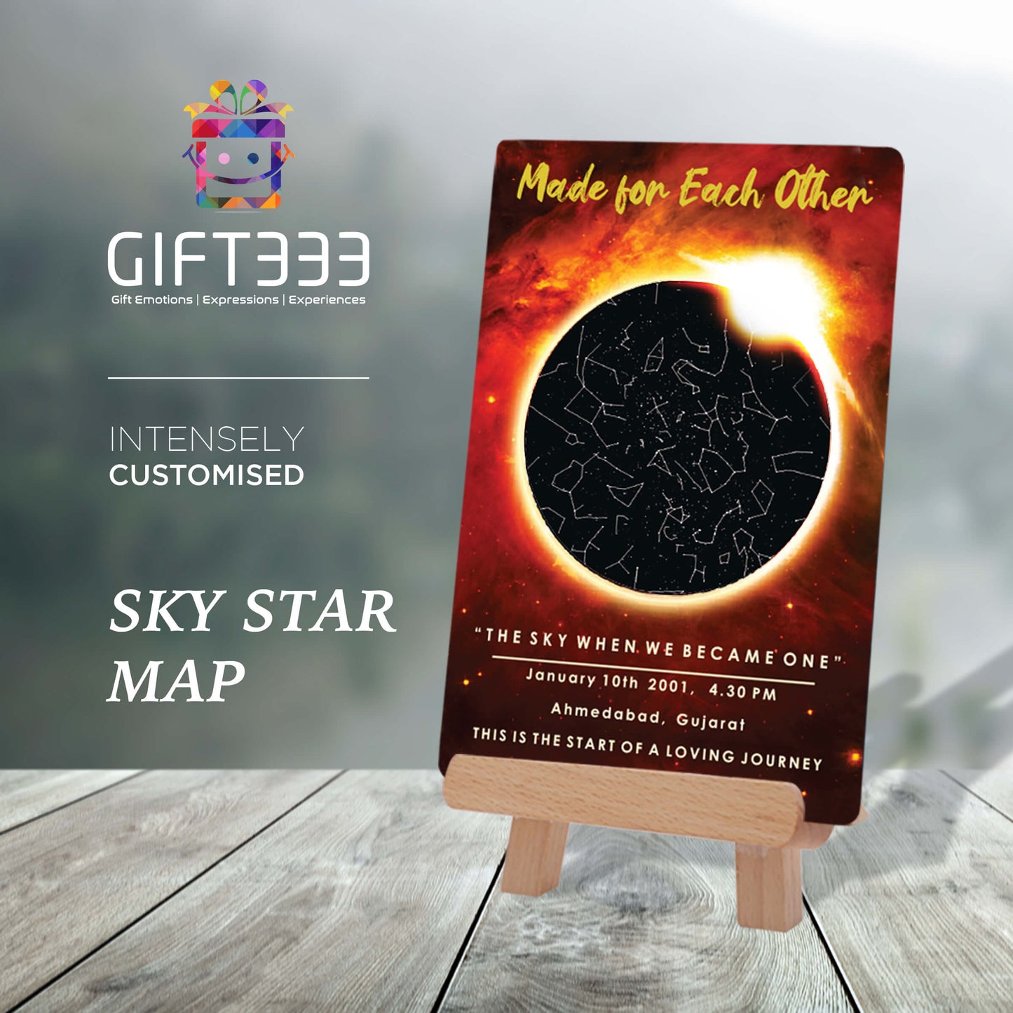 Sky Star Map Plaque with customized Colors | Personalized location night sky star map