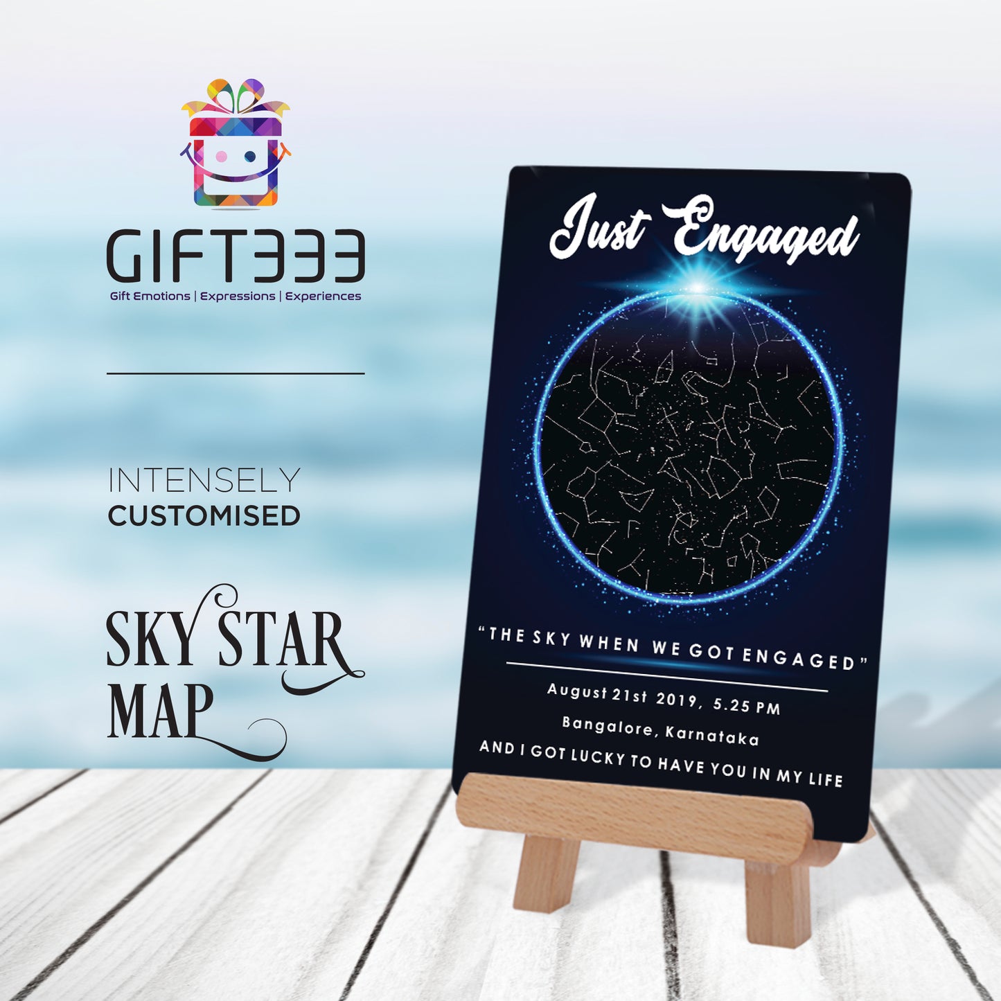 Sky Star Map Plaque with customized Colors | Personalized location night sky star map