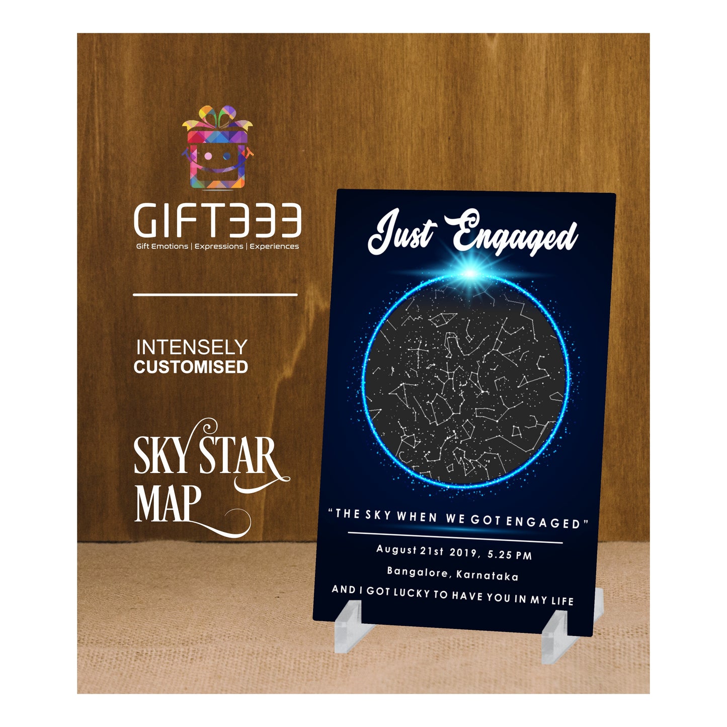 Sky Star Map Plaque with customized Colors | Personalized location night sky star map