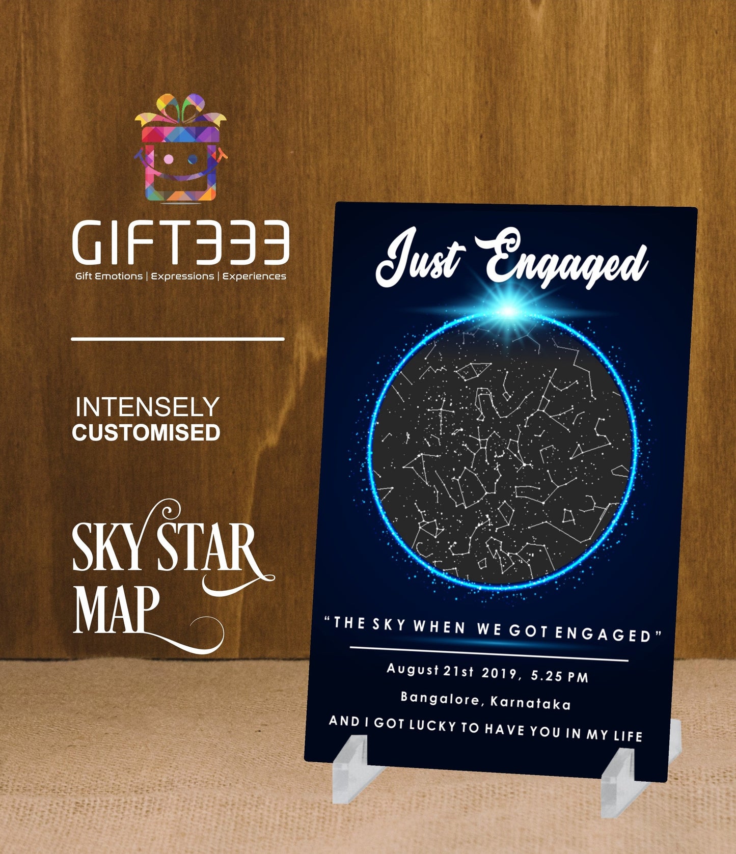 Sky Star Map Plaque with customized Colors | Personalized location night sky star map