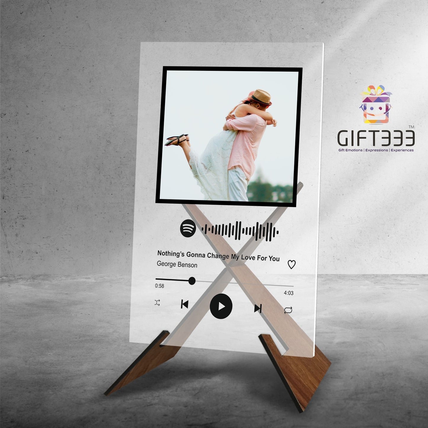 Customized Spotify Song Plaque - Spotify song code with custom photo and Transparent Plaque MDF Base