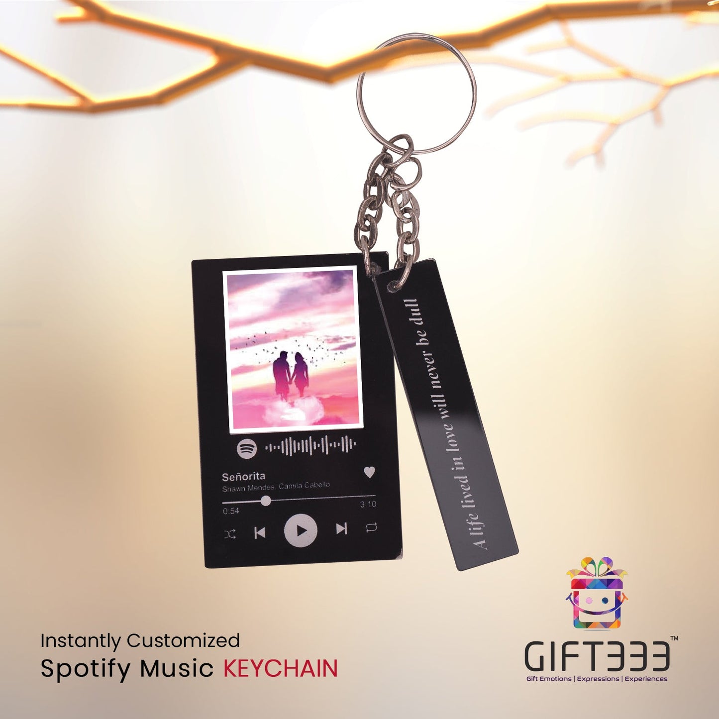 Personalized message with Spotify keychain | Personalized Spotify song code keychain | Black