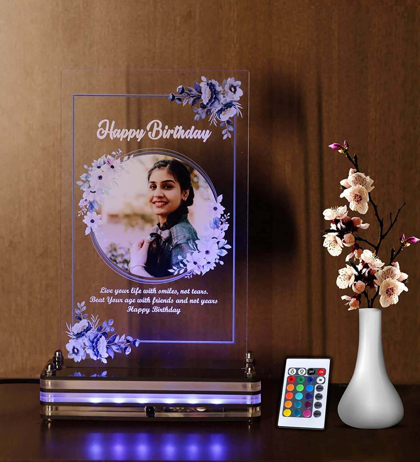 Glorious Floral Circle LED with customized photo | Remote controlled LED light plaque