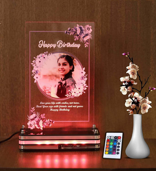 Glorious Floral Circle LED with customized photo | Remote controlled LED light plaque