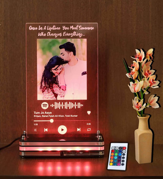 Spotify song code Plaque with LED Stand | Personalized message and photo LED lamp