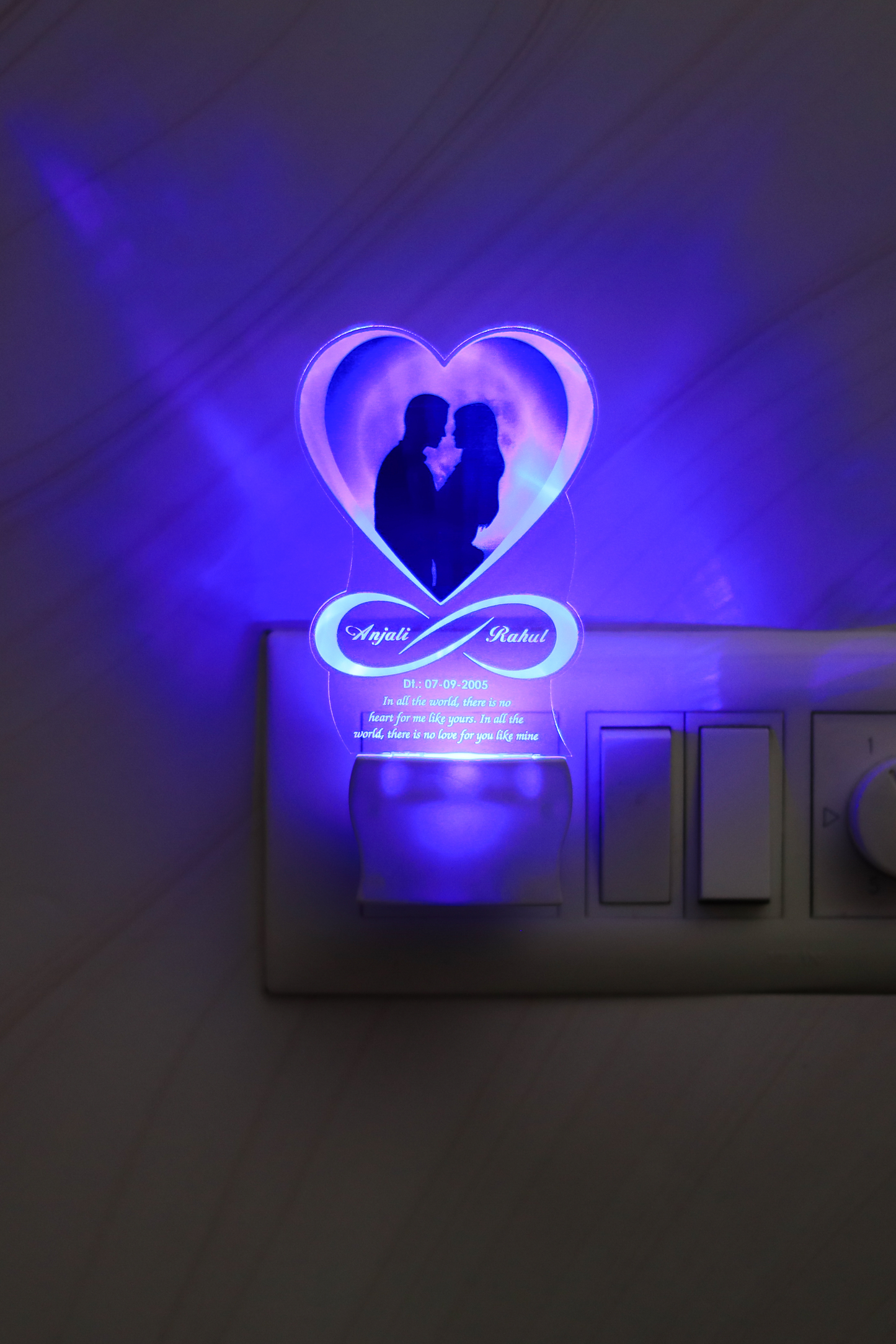 LED Lamp with Custom Photo and Message | Personalized Transparent plaque