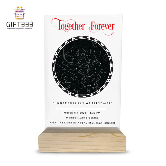 Sky Star Map Plaque Transparent with wooden stand | Personalized sky map plaque