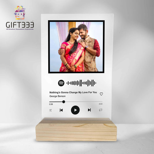 Customized Spotify Song Plaque - Spotify song code with custom photo and color plaque Wooden Stand Transparent Background