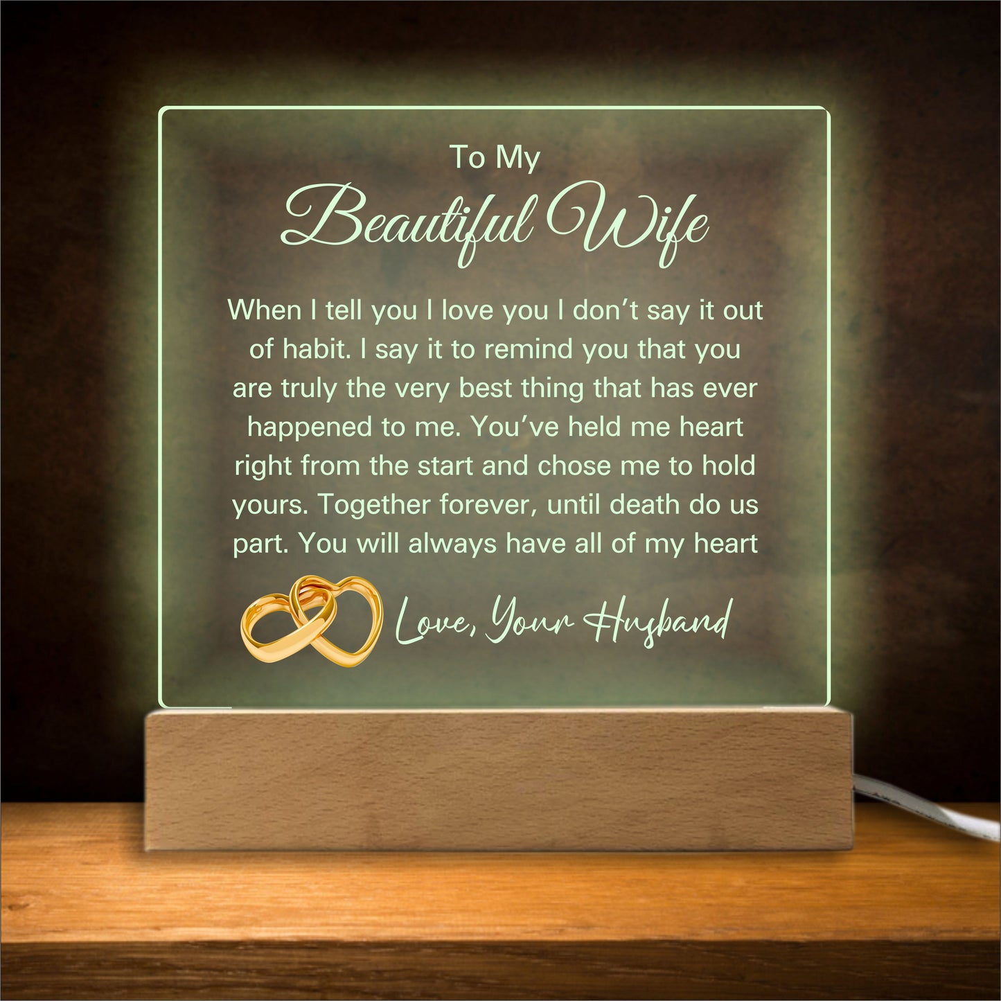 Wife Gift for Birthday, Anniversary Gift For Wife, Mother's Day Gift For Wife, To My Beautiful Wife Square Plaque-Until Death Do Us Part