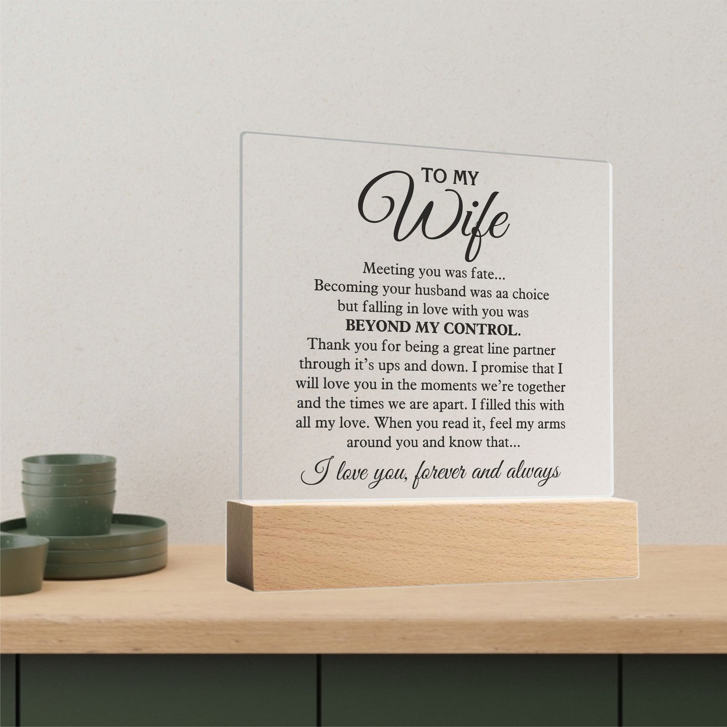 To My Wife Sentimental Gift, Office Gift for Wife, Wife Work Gift, Wife Birthday Gift, Wife on Anniversary, Surprise Wife Christmas Gift