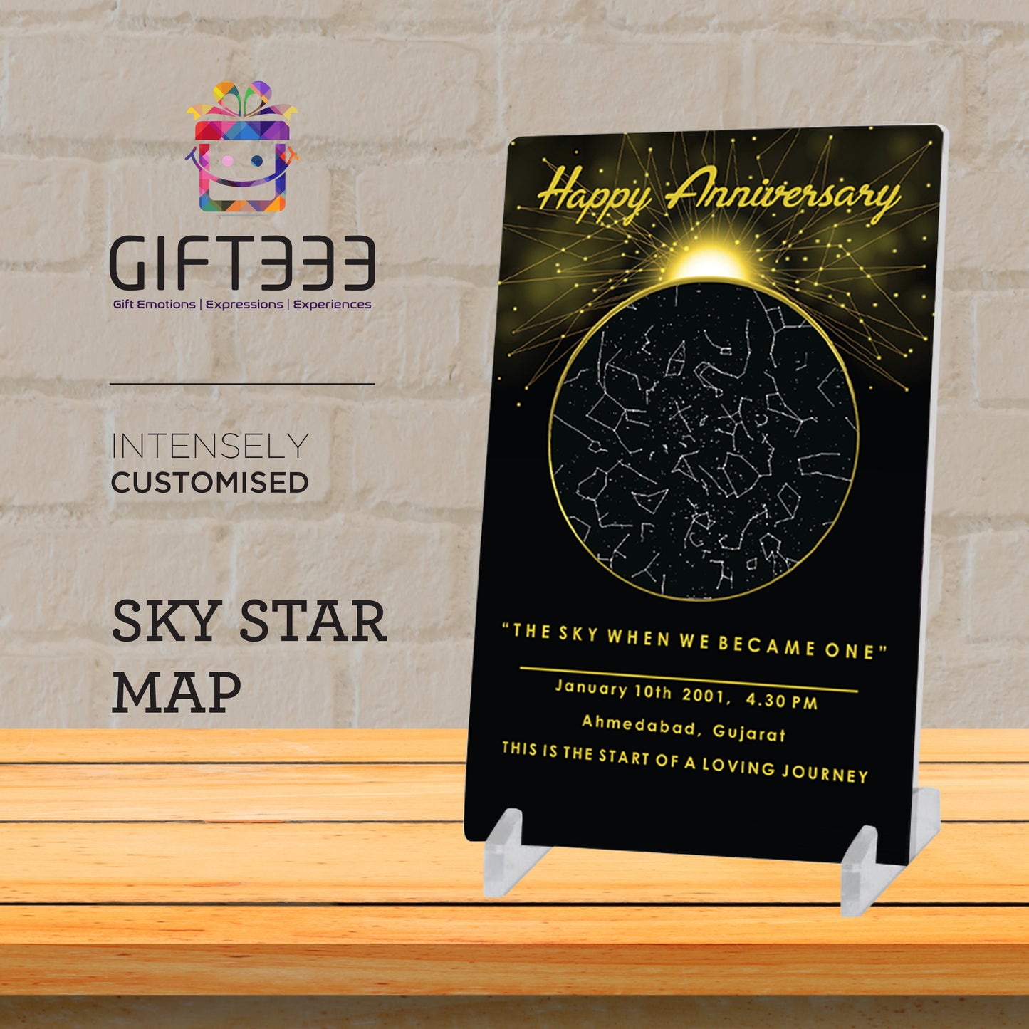 Sky Star Map Plaque with customized Colors  | Personalized location night sky star map