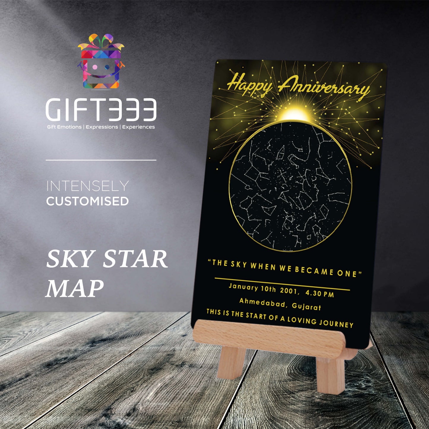 Sky Star Map Plaque with customized Colors  | Personalized location night sky star map