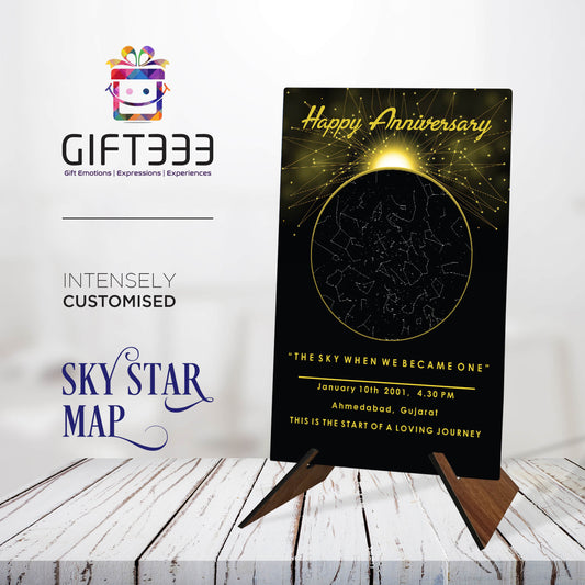 Sky Star Map Plaque with customized Colors  | Personalized location night sky star map MDF Base