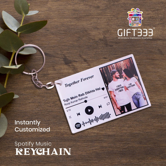 Personalized Spotify keychains with message (horizontal) | Song code with song name | White