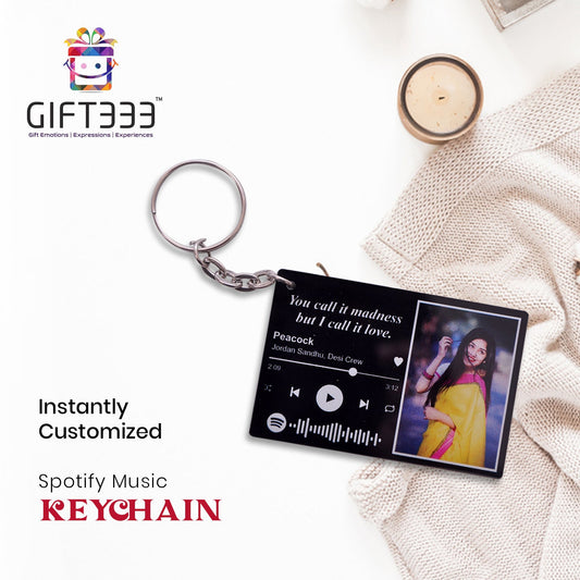 Personalized Spotify keychains with message (horizontal) | Song code with song name | Black