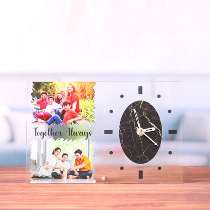 Personalized Table Clock with Floating Pictures | Customized photos and quote table clock