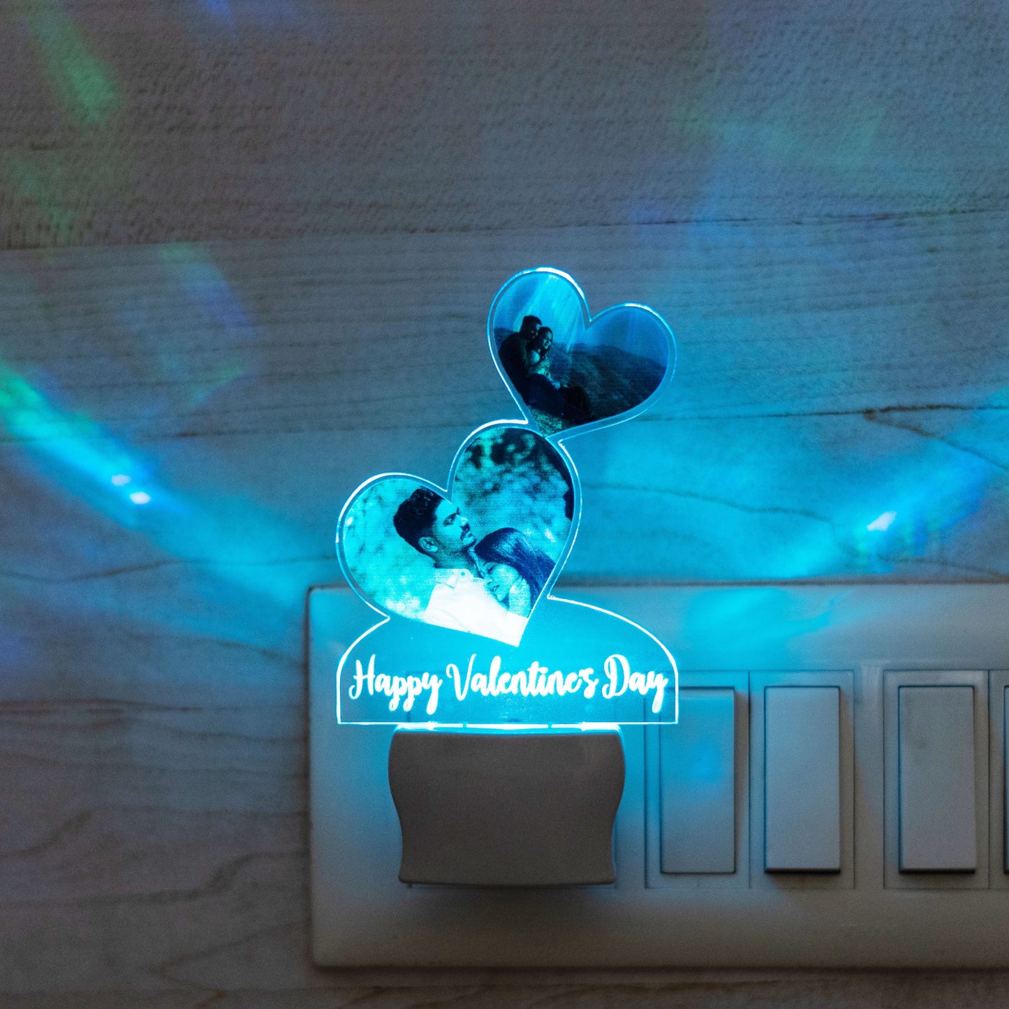 Double Heart with Message Small LED plaque lamp | Personalized photo and message LED gifts