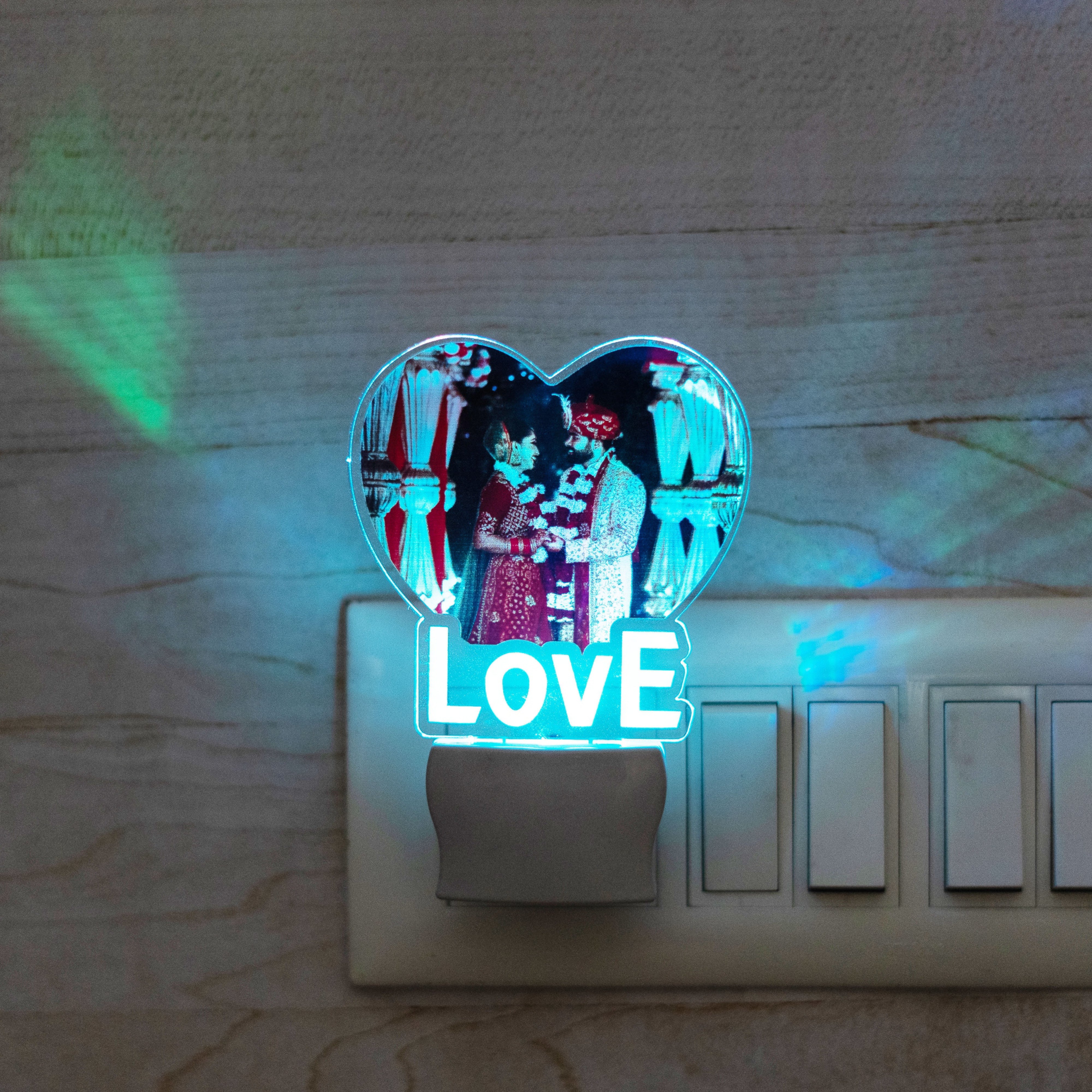 Bonnie & Clyde Love Heart, Personalized Free, LED Night Lamp, With Rem