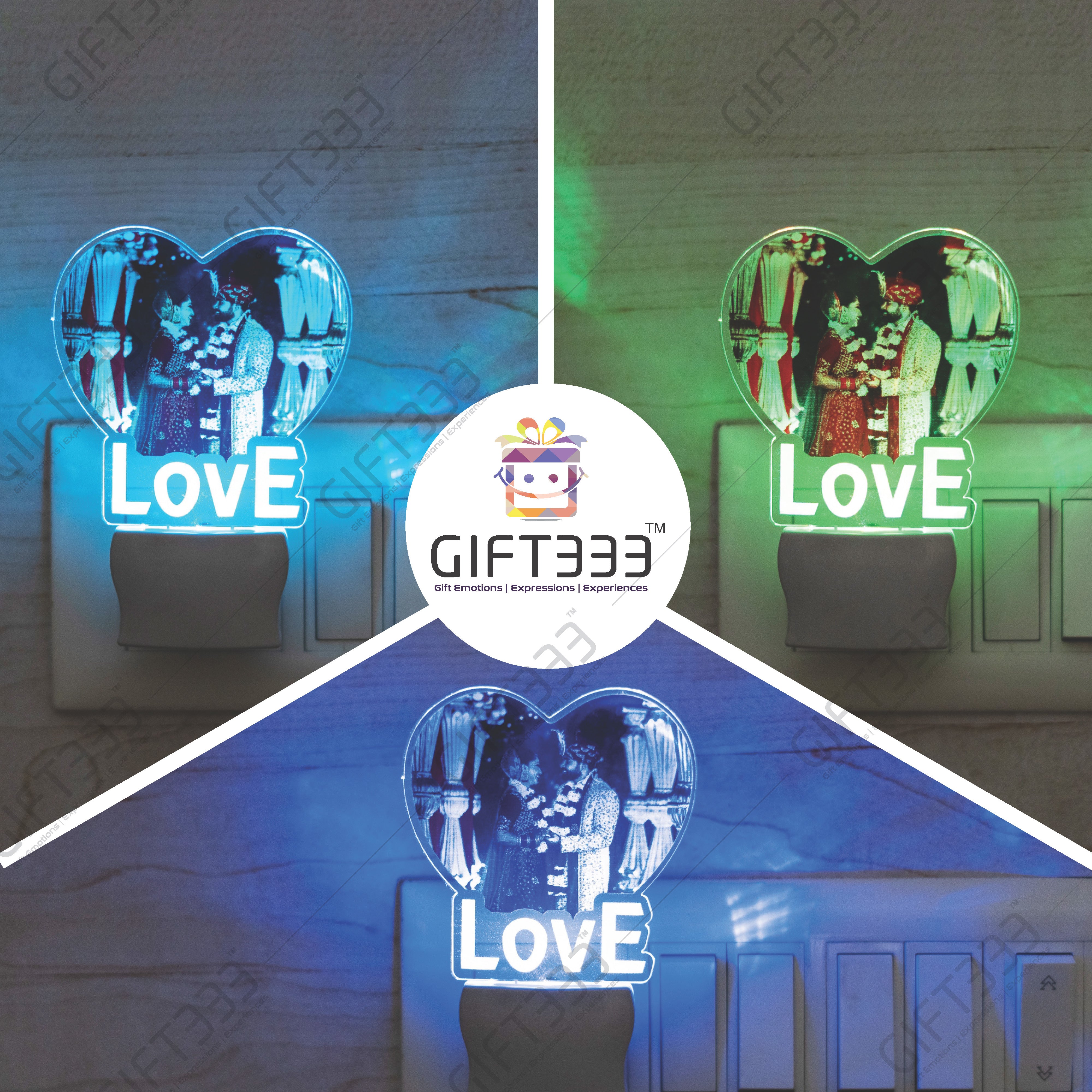 Buy Artistic Gifts Personalized 3D Illusion LED Table Lamp | Heart Shape  Customized Name Lamp for Couple Gift Anniversary, Wedding, Marriage,  Valentine Day- Wooden Base, Multicolor Light. Design 5 Online at Low