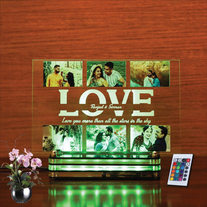 Customized 6 image Love themed LED Plaque | Personalized message and name gift