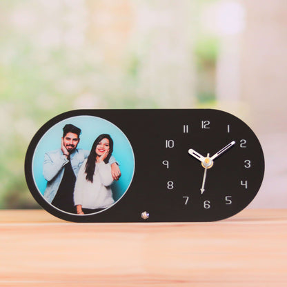 Black Oval Table Clock with photo | personalized photo gifts