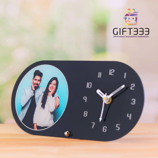 Black Oval Table Clock with photo | personalized photo gifts