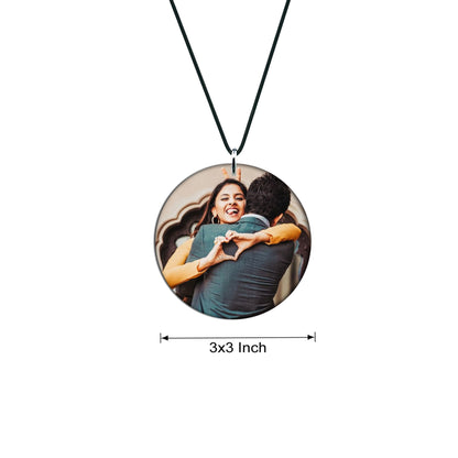 Circle Car Mirror Hanging - Customized Shape and Photo with Message | Gift for Your Loved One