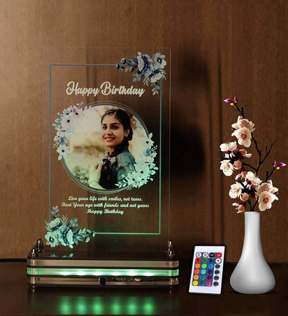 Glorious Floral Circle LED with customized photo | Remote controlled LED light plaque