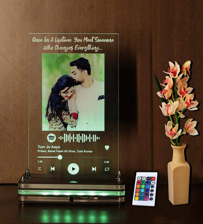 Spotify song code Plaque with LED Stand | Personalized message and photo LED lamp