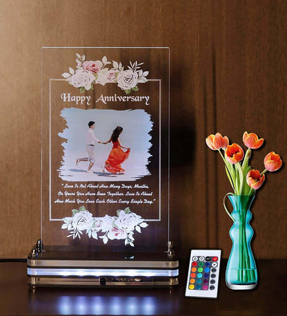 Personalized floral LED plaque | Anniversary gift | Remote control LED light plaque