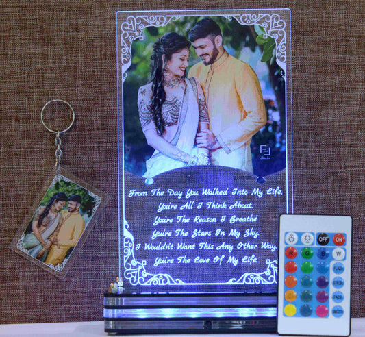 Customized LED plaque with Keychain combo | Personalized photo & message plaque