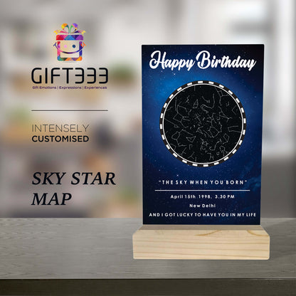 Sky Star Map Plaque with customized Colors  | Personalized location night sky star map Wooden Stand